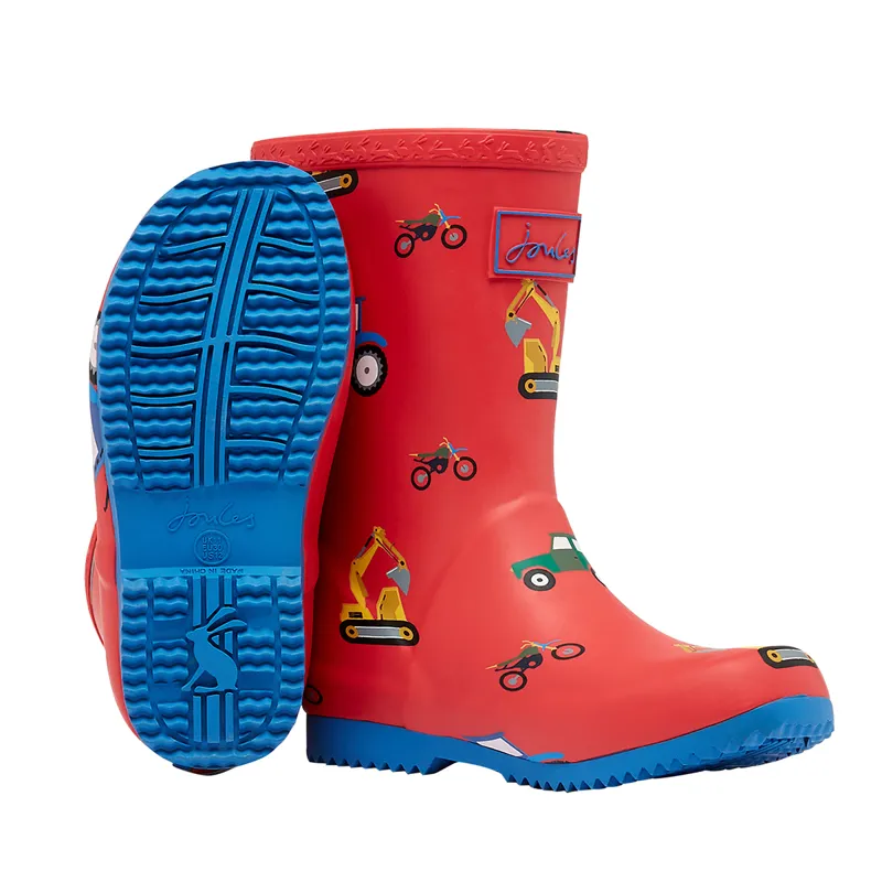 Joules Jnr Roll Up Flexible Printed Wellies - Red Motors-2